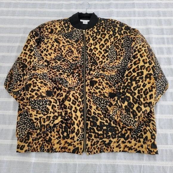 Regina Porter Womens XS 100% Silk Leopard Animal Print Bomber Jacket Shacket - Picture 3 of 8